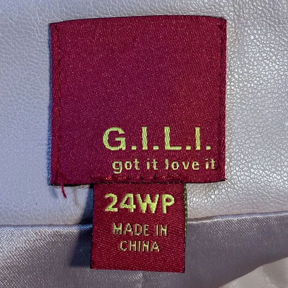 GILI Faux Leather Motorcycle Skirt 24 p QVC BUTTERY SOFT Beige Zipper Close Wrap